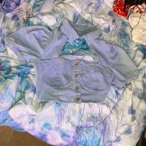 Botton up jean crop top